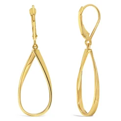 9ct Yellow Gold Open Oval Twist Drop Earrings