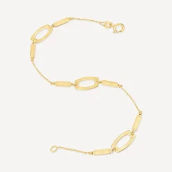 9ct Yellow Gold Open Oval & Bar Chain Link Bracelet