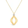 9ct Yellow Gold Open Polished Diamond Shape & Cubic Zirconia Top Pendant