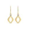 9ct Yellow Gold Open Polished Diamond Shape & Cubic Zirconia Top Drop Earrings