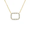 9ct Yellow Gold Open Rectangular Baguette & Round Cubic Zirconia Pendant