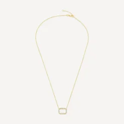 9ct Yellow Gold Open Rectangular Baguette & Round Cubic Zirconia Pendant
