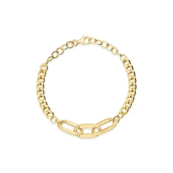 9ct Yellow Gold Oval Centre Links Chain Bracelet