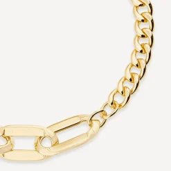 9ct Yellow Gold Oval Centre Links Chain Bracelet