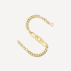 9ct Yellow Gold Oval Centre Links Chain Bracelet