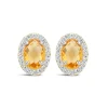9ct Yellow Gold Oval Citrine & Cubic Zirconia Stud Earrings