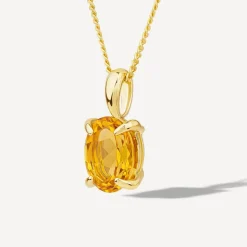 9ct Yellow Gold Oval Citrine Pendant