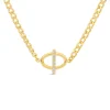 9ct Yellow Gold Oval Cubic Zirconia Bar Curbed Link Necklet