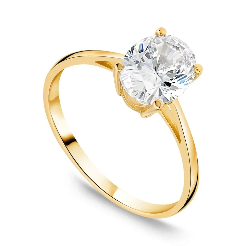9ct Yellow Gold Oval Cubic Zirconia Promise Ring