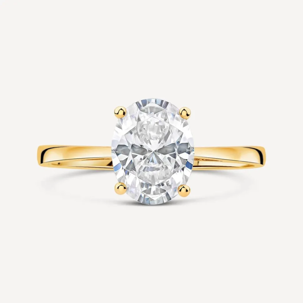 9ct Yellow Gold Oval Cubic Zirconia Promise Ring