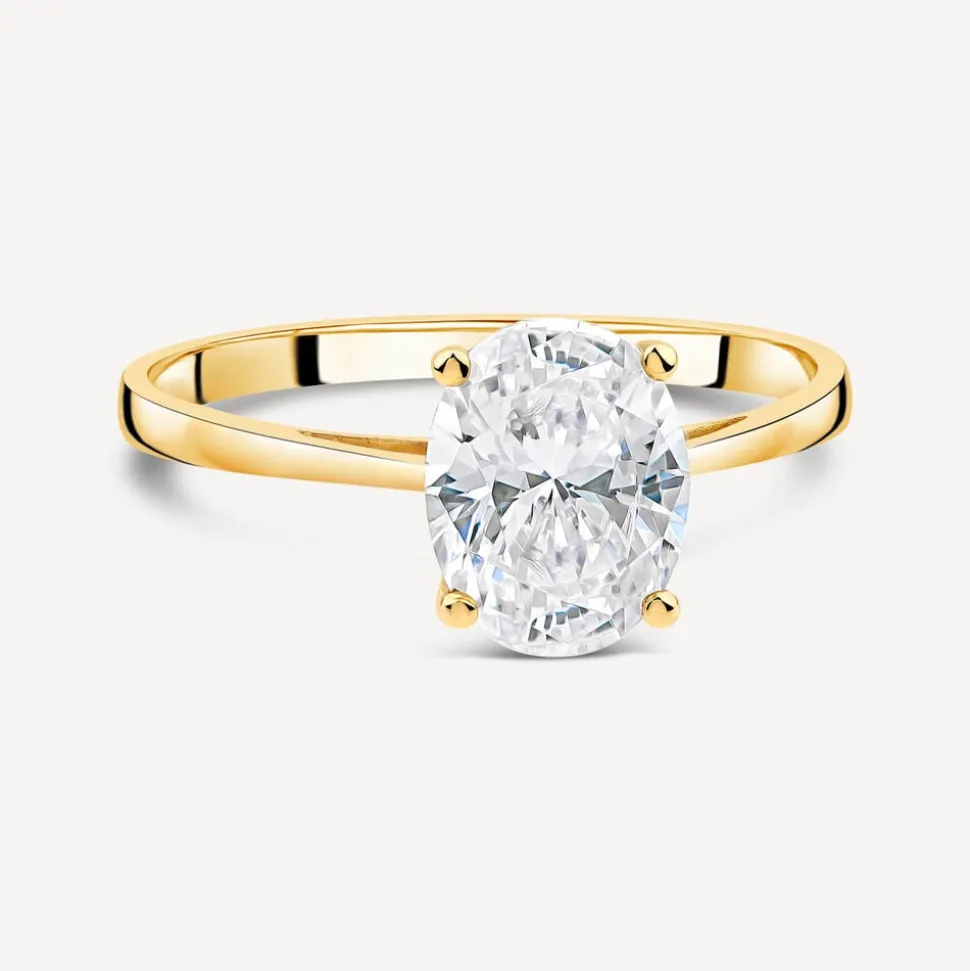 9ct Yellow Gold Oval Cubic Zirconia Promise Ring