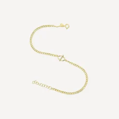 9ct Yellow Gold Oval Cubic Zirconia Bar Curbed Link Bracelet