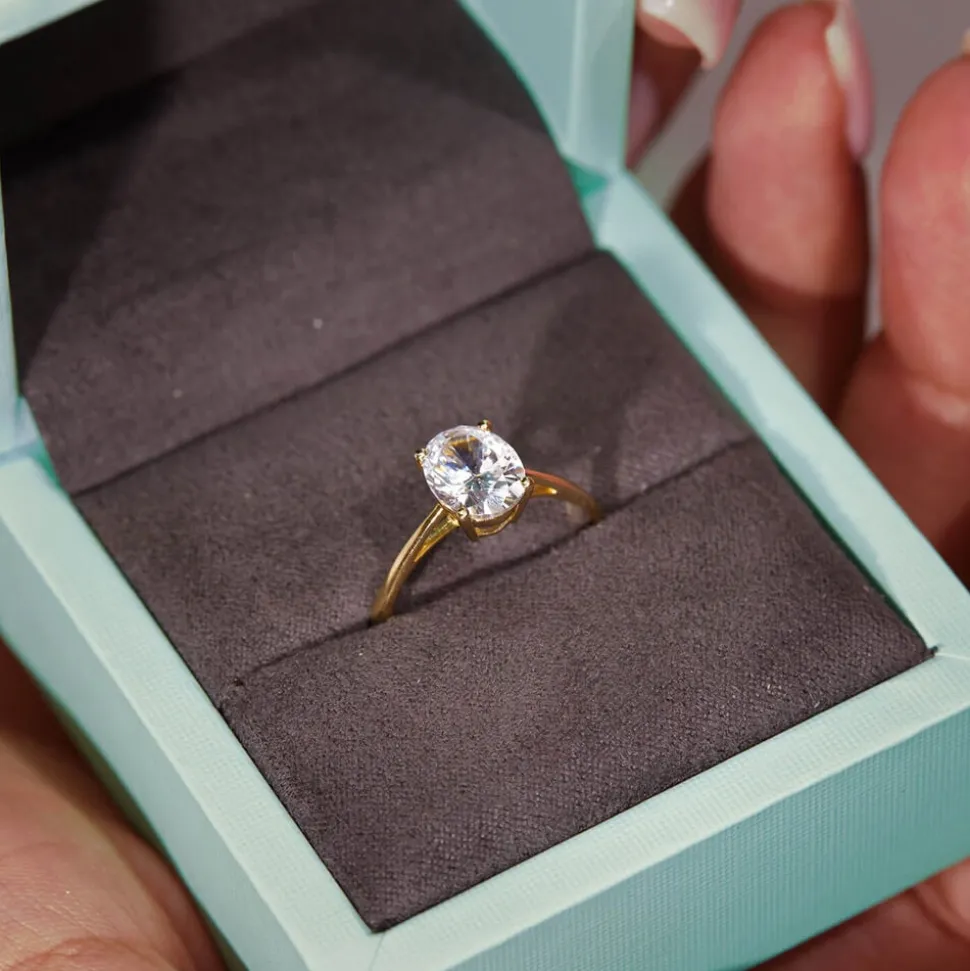 9ct Yellow Gold Oval Cubic Zirconia Promise Ring