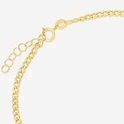 9ct Yellow Gold Oval Cubic Zirconia Bar Curbed Link Bracelet