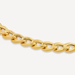 9ct Yellow Gold Oval Curb Chain Bracelet