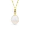 9ct Yellow Gold Oval Freshwater Pearl Classic Pendant