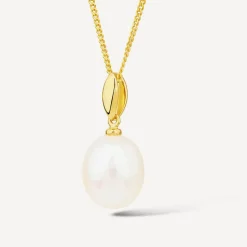 9ct Yellow Gold Oval Freshwater Pearl Classic Pendant