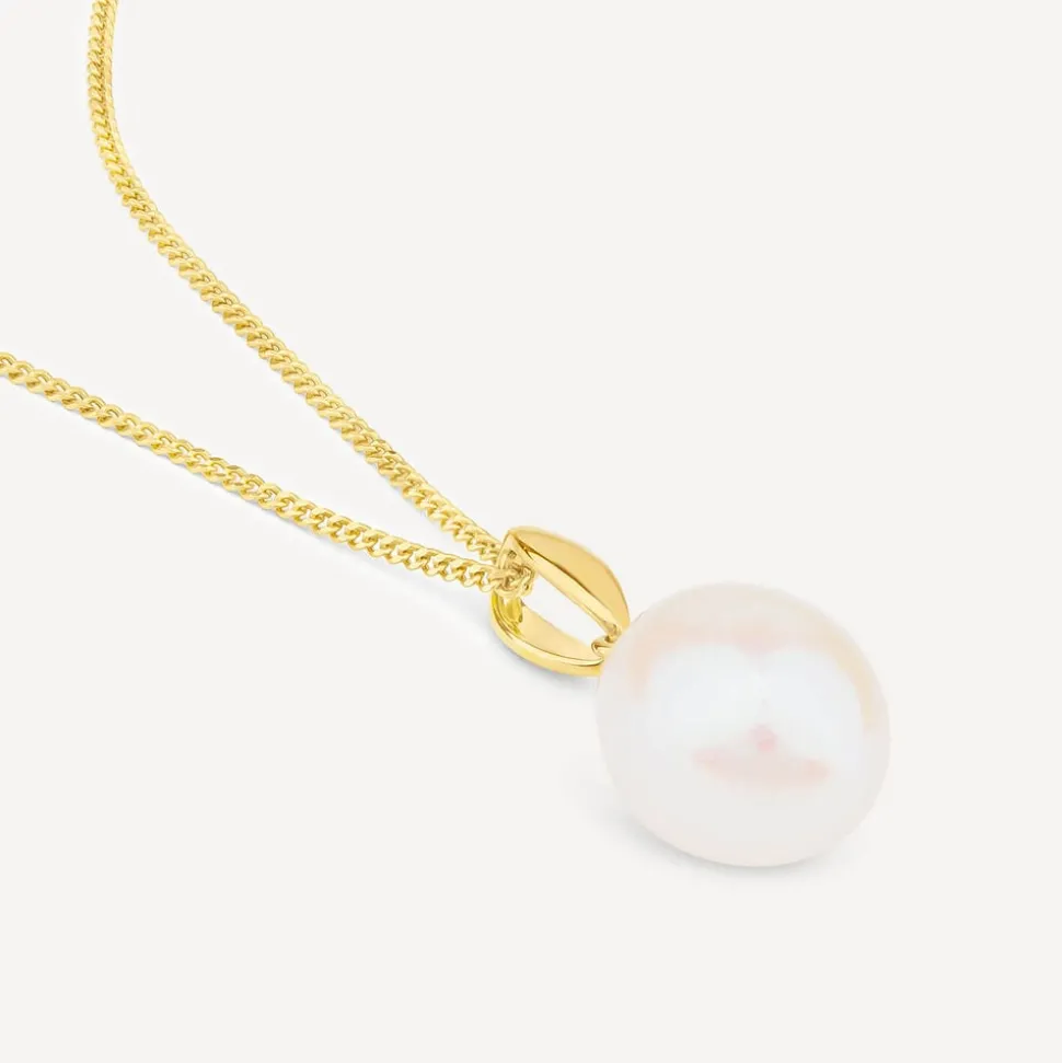 9ct Yellow Gold Oval Freshwater Pearl Classic Pendant