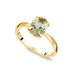9ct Yellow Gold Oval Green Amethyst Ring