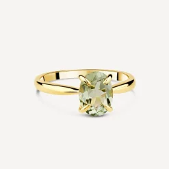 9ct Yellow Gold Oval Green Amethyst Ring