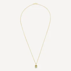 9ct Yellow Gold Oval Green Amethyst Pendant