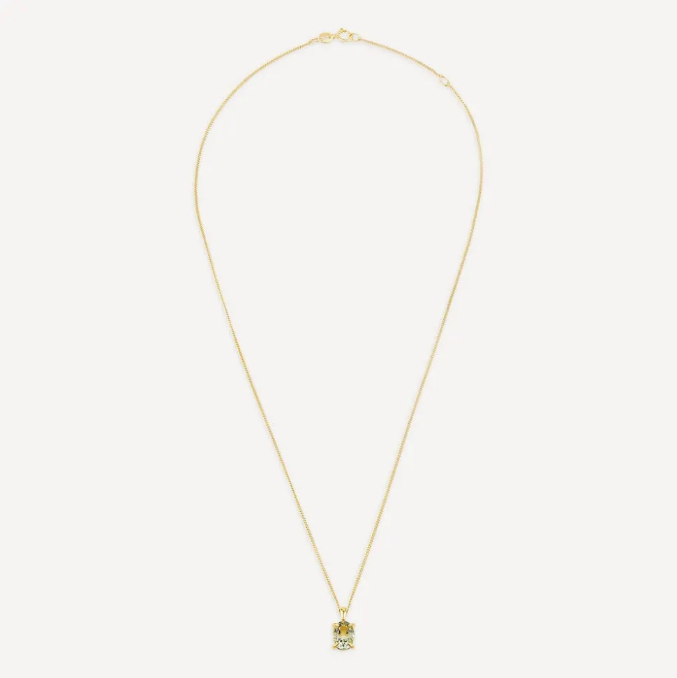 9ct Yellow Gold Oval Green Amethyst Pendant