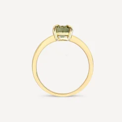 9ct Yellow Gold Oval Green Amethyst Ring