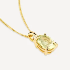 9ct Yellow Gold Oval Green Amethyst Pendant