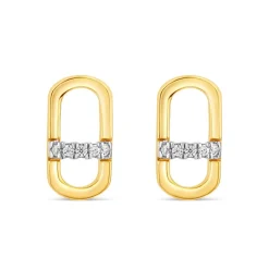 9ct Yellow Gold Paperlink 0.05ct Diamond Set Stud Earrings