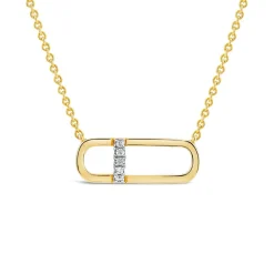 9ct Yellow Gold Paperlink Diamond Set Necklet
