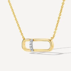 9ct Yellow Gold Paperlink Diamond Set Necklet
