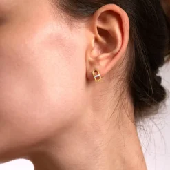 9ct Yellow Gold Paperlink 0.05ct Diamond Set Stud Earrings