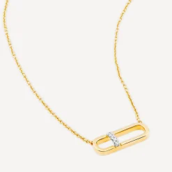 9ct Yellow Gold Paperlink Diamond Set Necklet