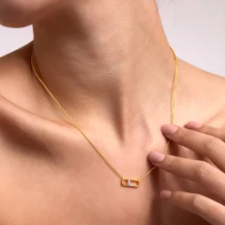 9ct Yellow Gold Paperlink Diamond Set Necklet