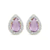 9ct Yellow Gold Pear Amethyst & Cubic Zirconia Stud Earrings