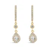 9ct Yellow Gold Pear Cubic Zirconia Cluster Drop Earrings
