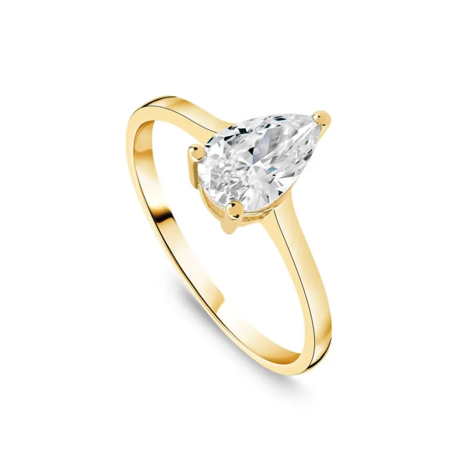 9ct Yellow Gold Pear Cubic Zirconia Promise Ring