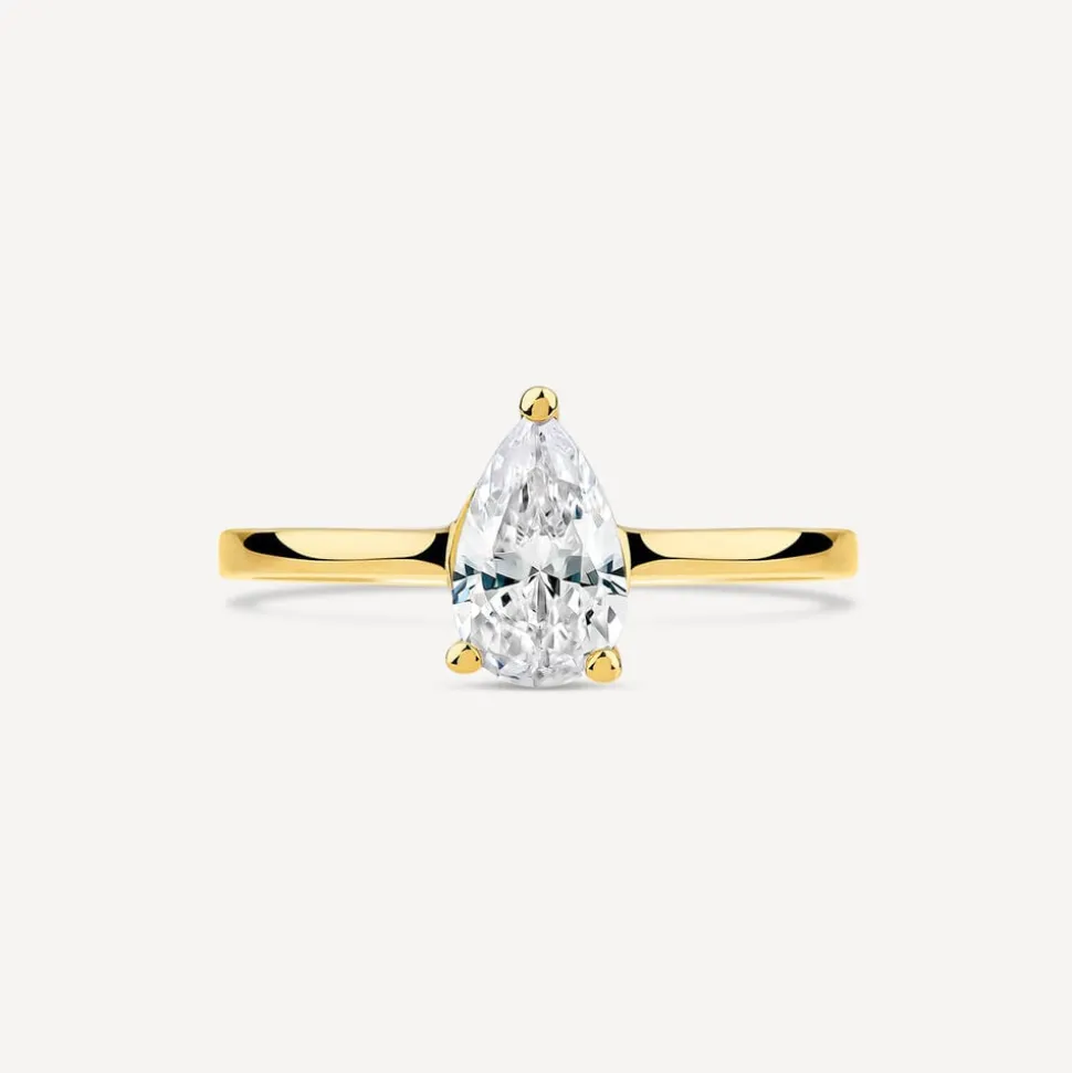 9ct Yellow Gold Pear Cubic Zirconia Promise Ring