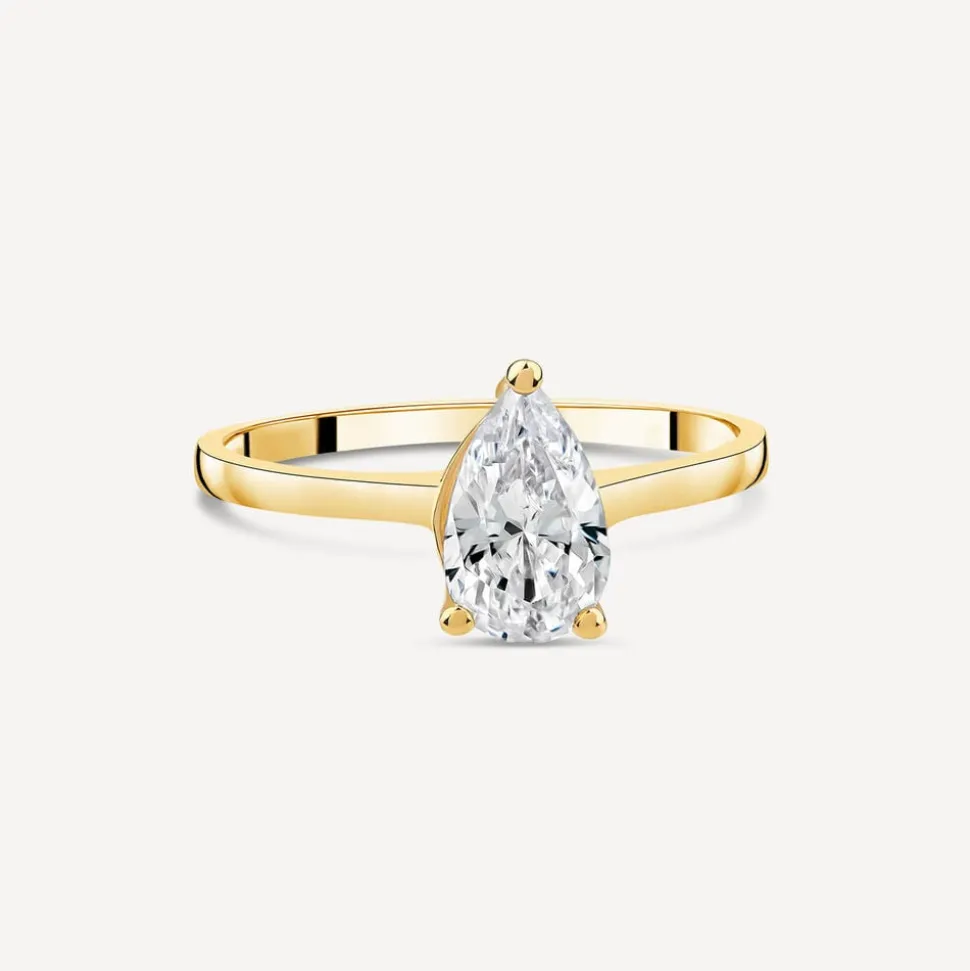 9ct Yellow Gold Pear Cubic Zirconia Promise Ring