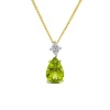9ct Yellow Gold Pear Peridot & 0.05ct Diamond Pendant