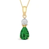 9ct Yellow Gold Pear Shaped Emerald & Diamond Top Pendant