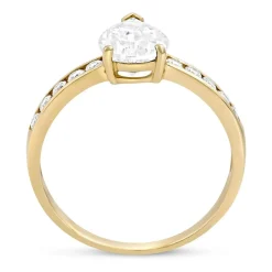 9ct Yellow Gold Pear Shaped Cubic Zirconia Dress Ring