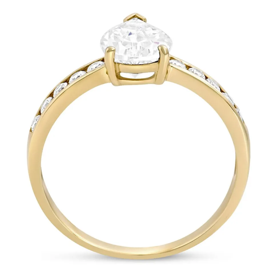 9ct Yellow Gold Pear Shaped Cubic Zirconia Dress Ring
