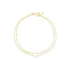 9ct Yellow Gold Pearl & Beads Two Strand Bracelet