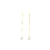 9ct Yellow Gold Pearl Station Chain Drop Earrings