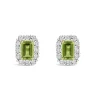 9ct Yellow Gold Peridot 0.11ct Diamond Halo Stud Earrings