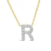 9ct Yellow Gold Petite 0.052ct Diamond Initial R Necklet