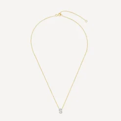 9ct Yellow Gold Petite 0.048ct Diamond Initial S Necklet