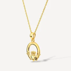 9ct Yellow Gold Plain Claddagh Pendant