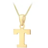 9ct Yellow Gold Plain Initial T Pendant (Chain Included)